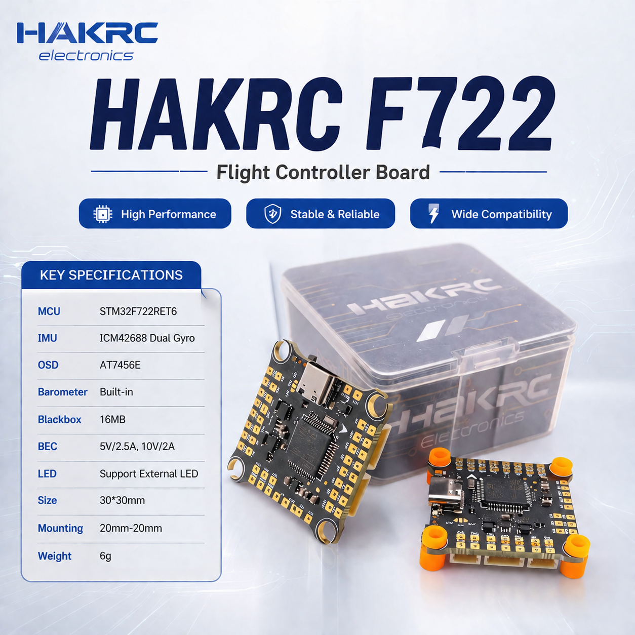 Brand New FPV FC F722 V2 Flight Controller for FPV Drone 2S-6S Lipo Dual Gyroscope ICM42688 CPU STM32F722RET6