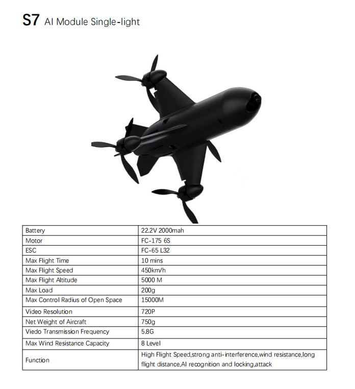 S7 AI Module 450km/h Speed 15km Strike Range High Precision photo 4